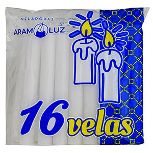Velas Blancas 16pz Aram Luz