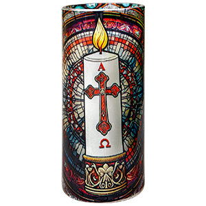 Veladora Vaso Cubero Diseño Vitrales Aram Luz