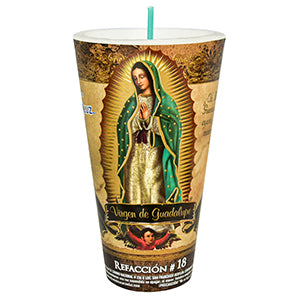 Virgen de Guadalupe Veladora Linea Dorada Refacción #18 Aram Luz
