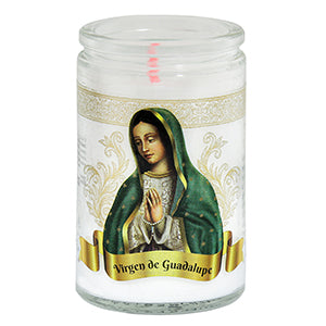 Virgen de Guadalupe Veladora Vaso 100 Mini Aram Luz